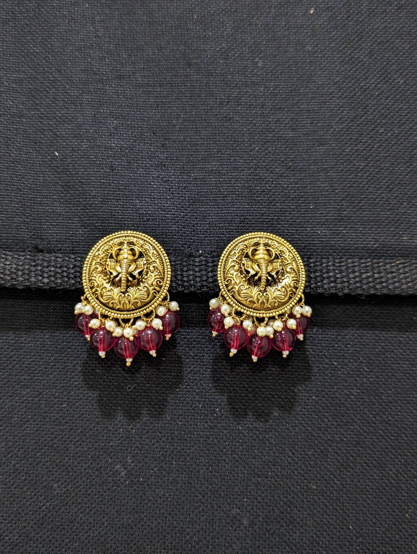 Ganesh ji Antique gold plated stud earrings