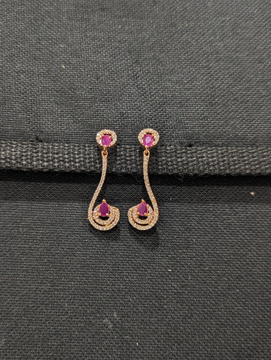 Rose gold plated J Chandbali design CZ Earrings