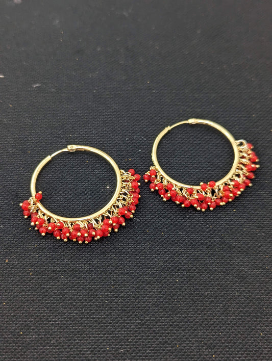 Color cluster bead Large hoop earrings