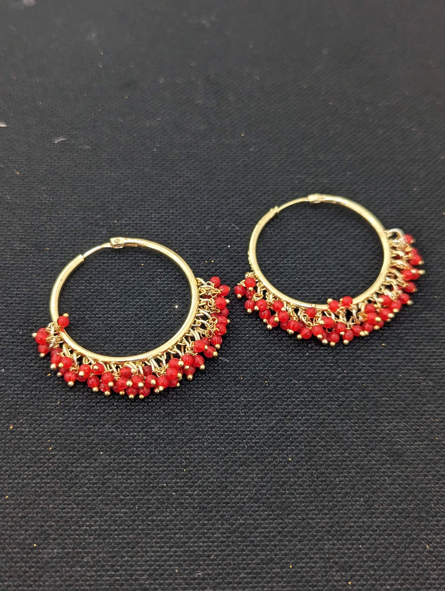Color cluster bead Large hoop earrings