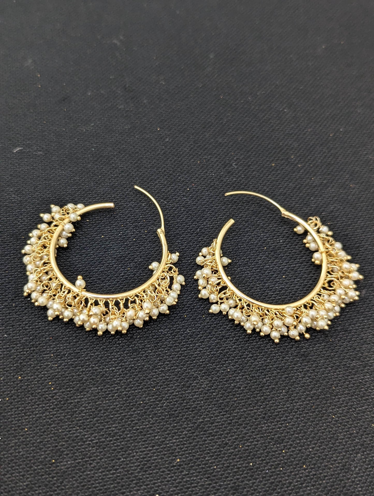 Pearl cluster bead Large hoop earrings