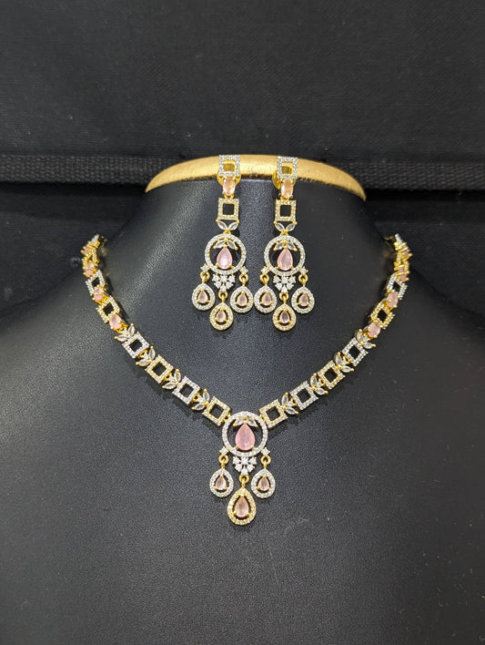 Designer CZ Choker Necklace set - Simpliful