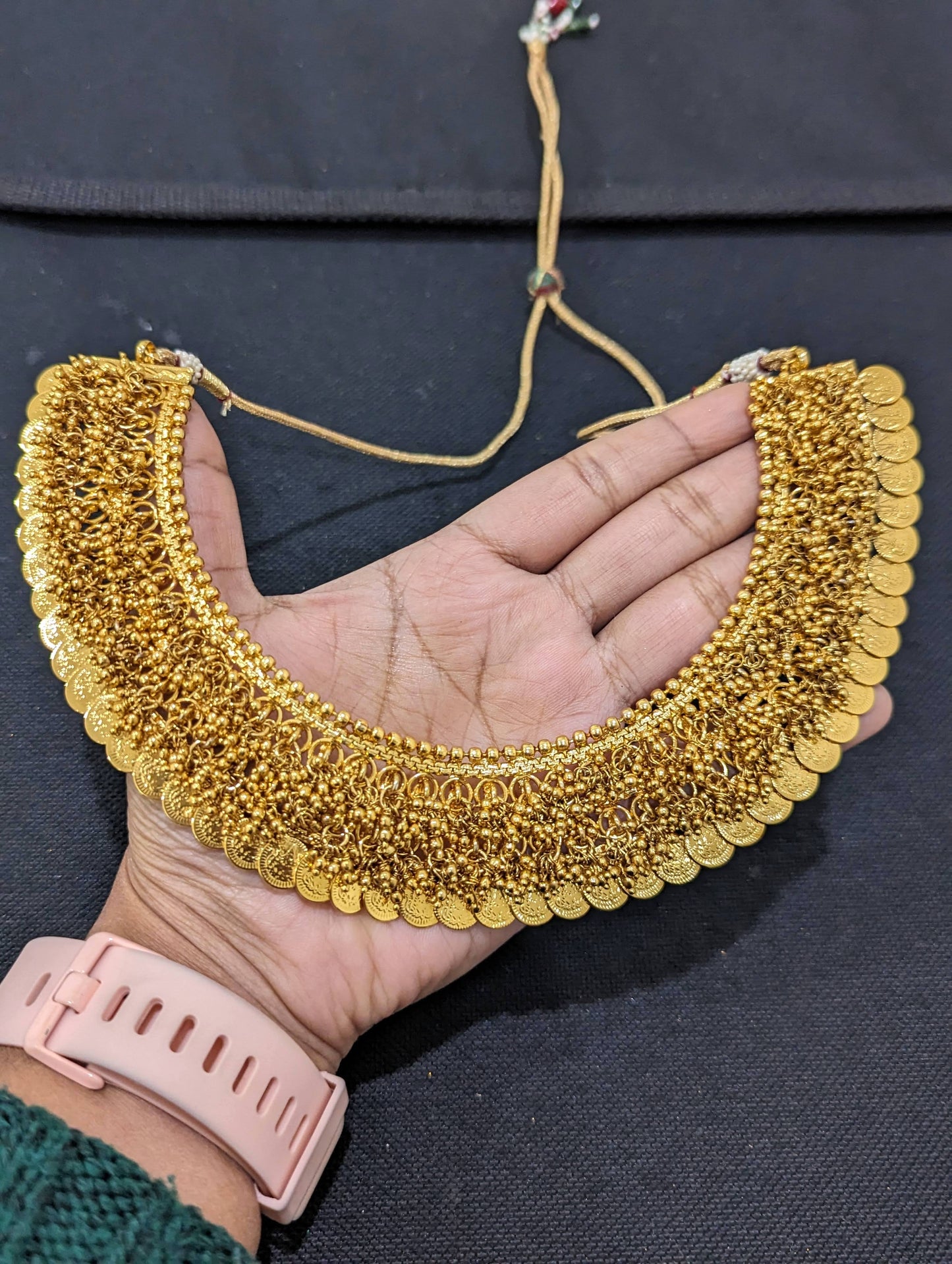 Goddess Lakshmi Broad Choker Necklace and Earrings set