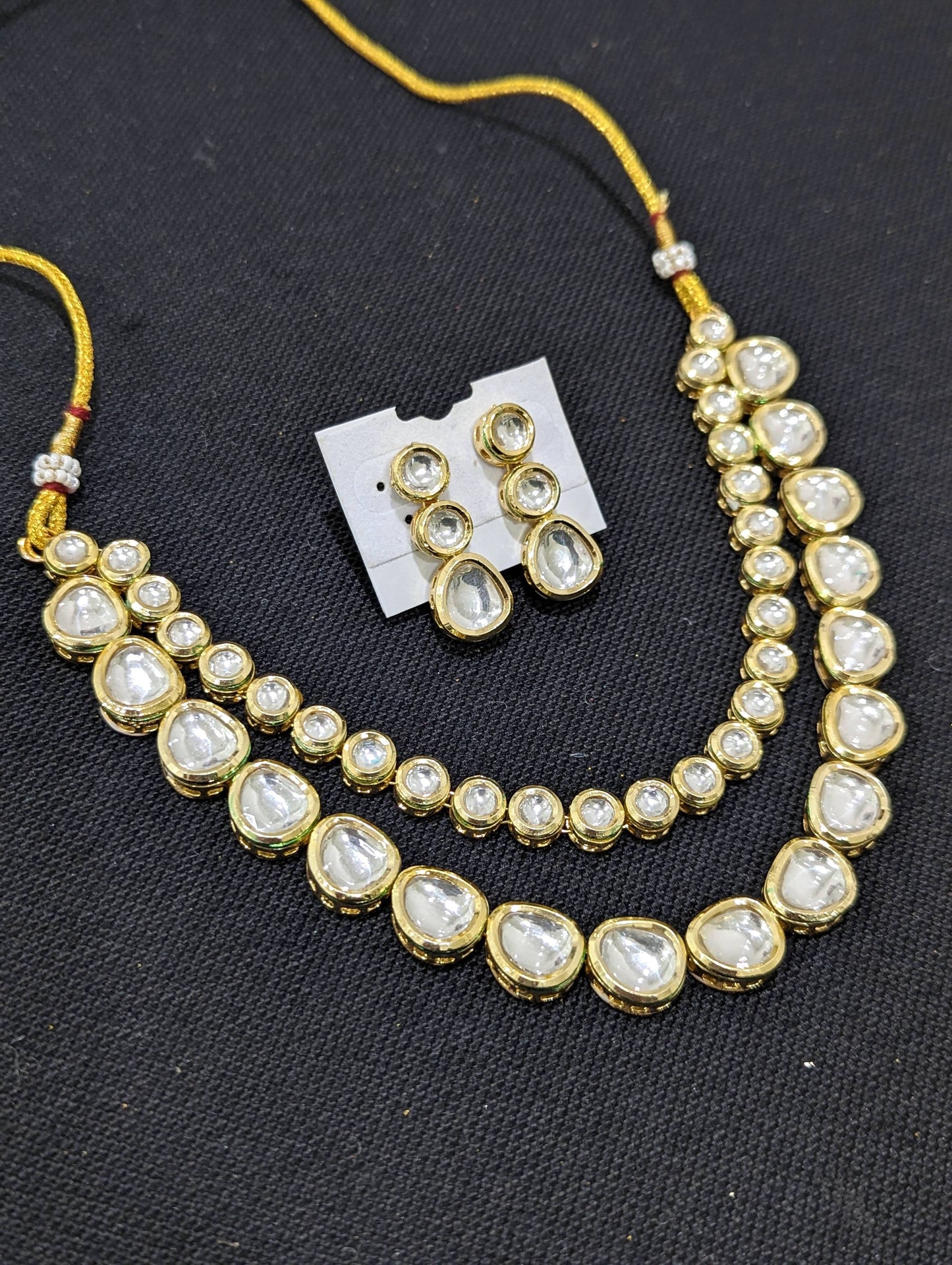 Dual line Kundan Choker Earrings set - D2