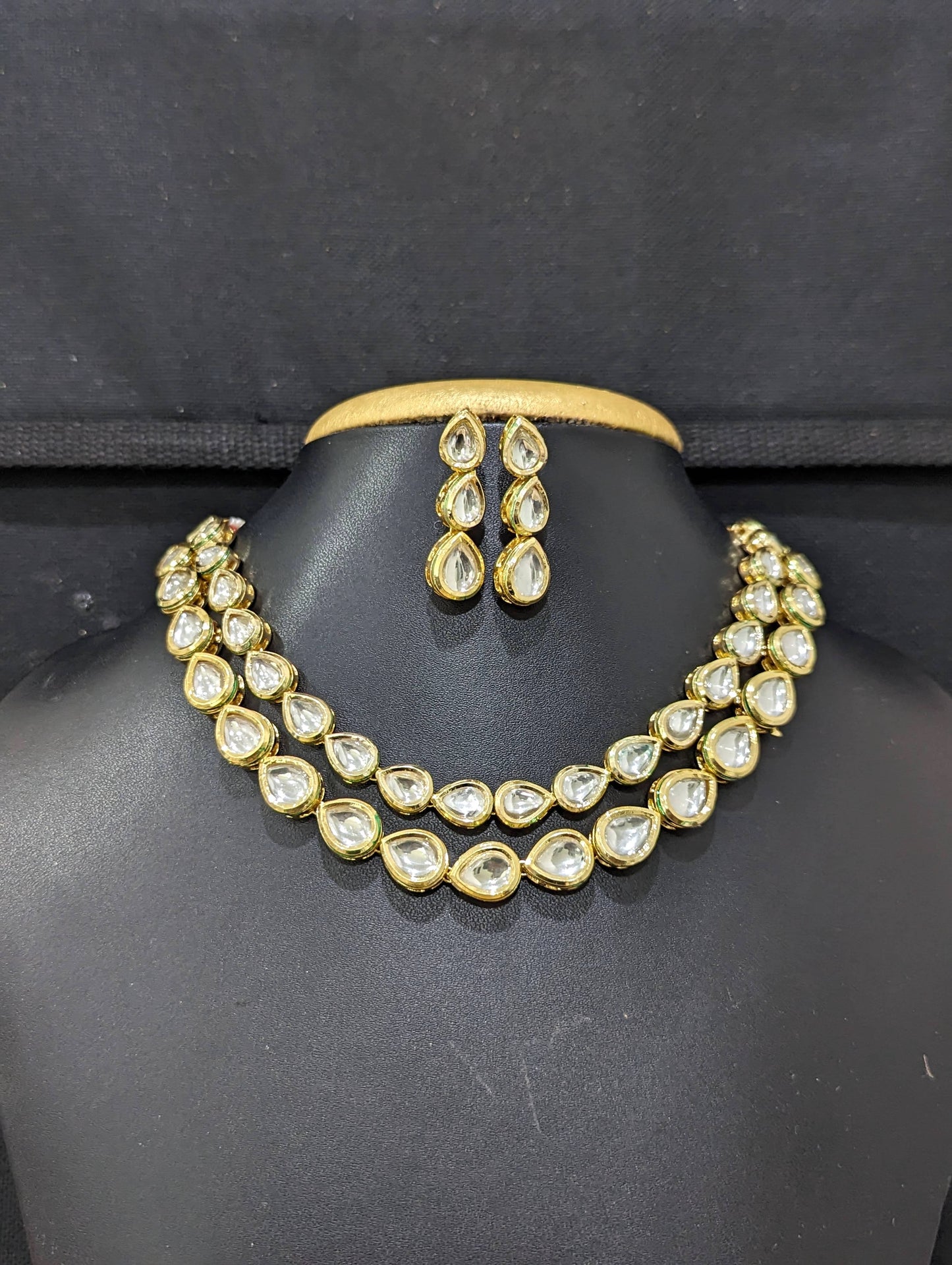 Dual line Kundan Choker Earrings set - D1