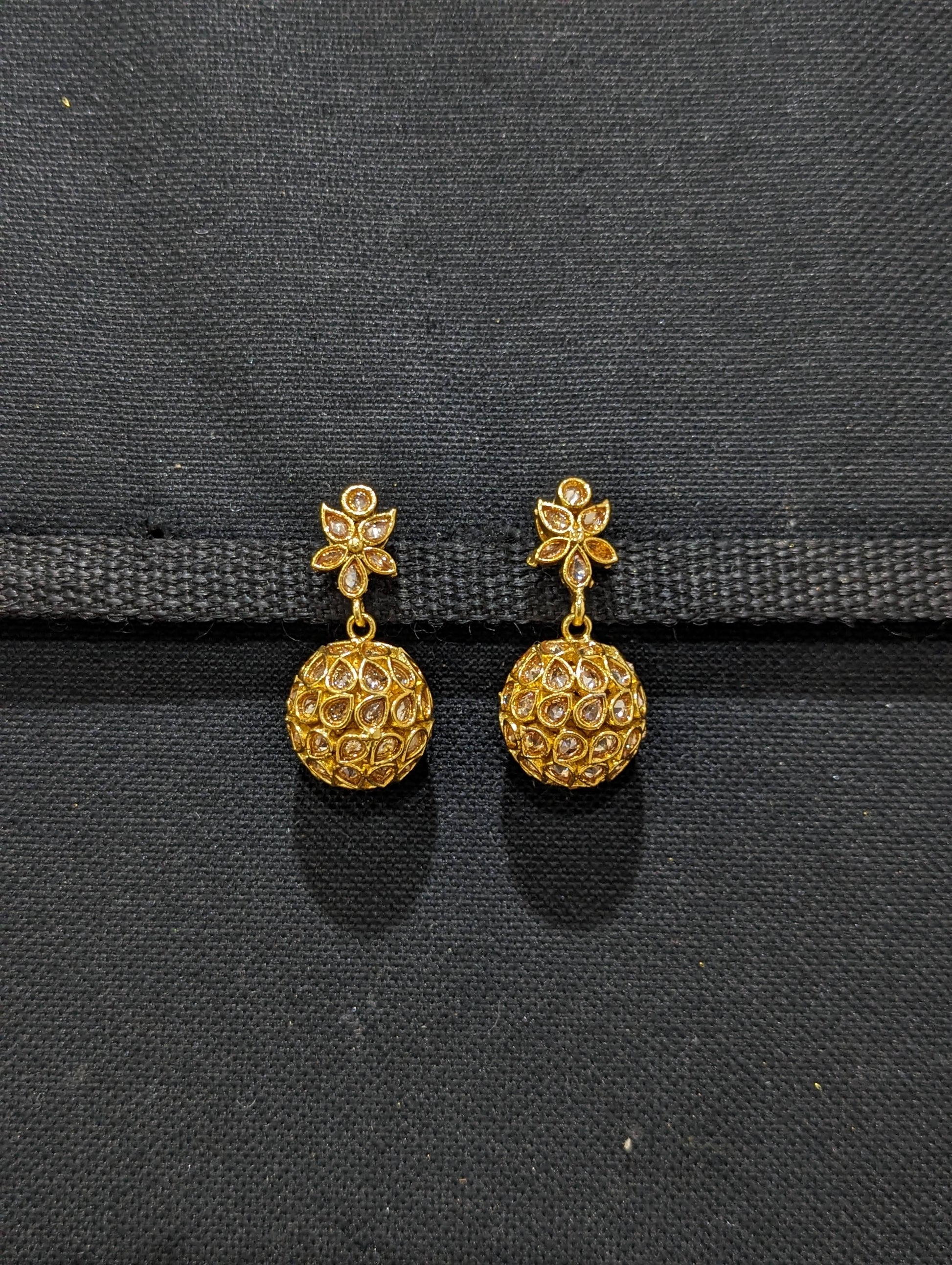 Gold plated ball jhumka earrings - Simpliful