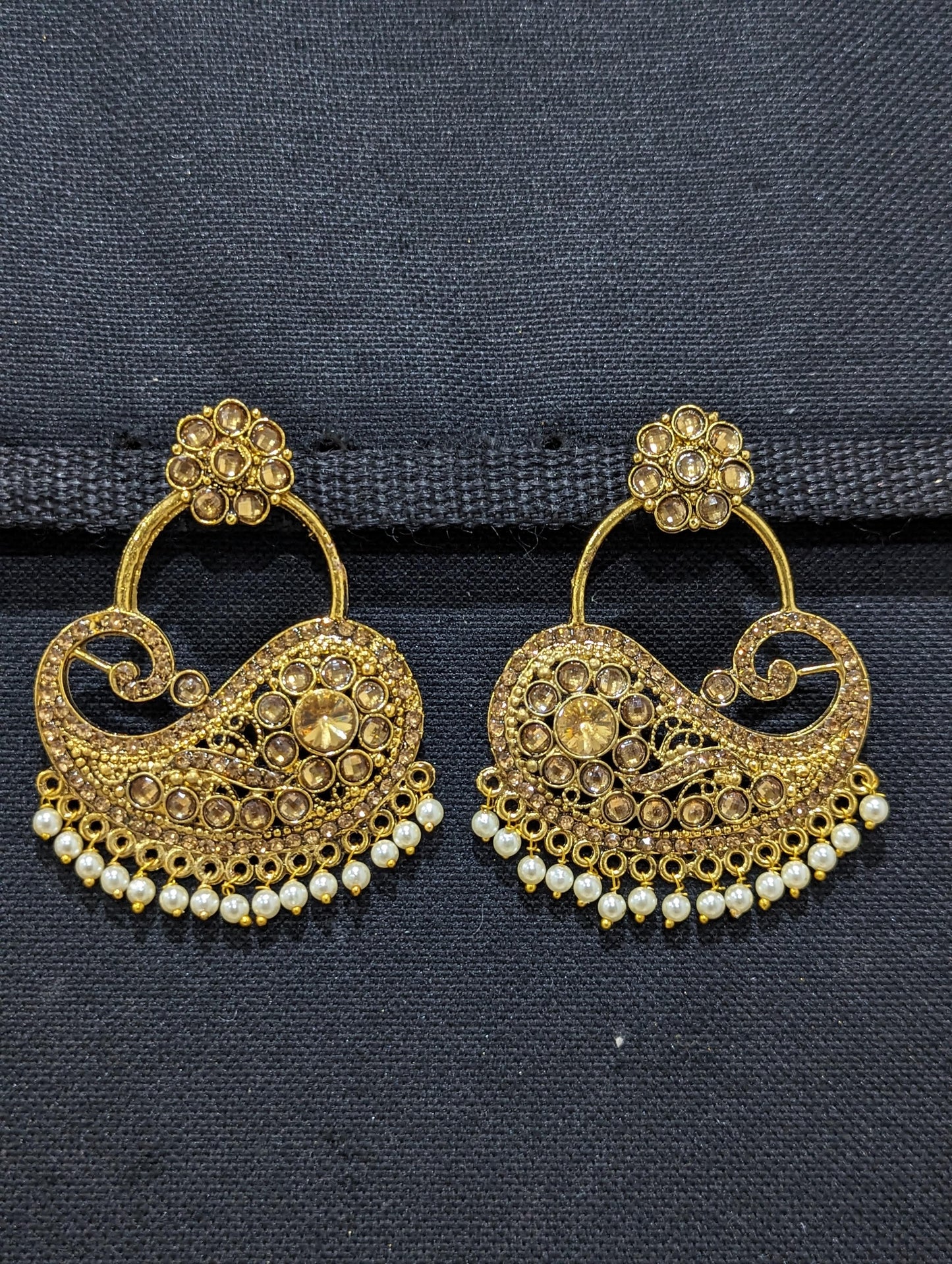 Antique Gold XL Chandbali Earrings