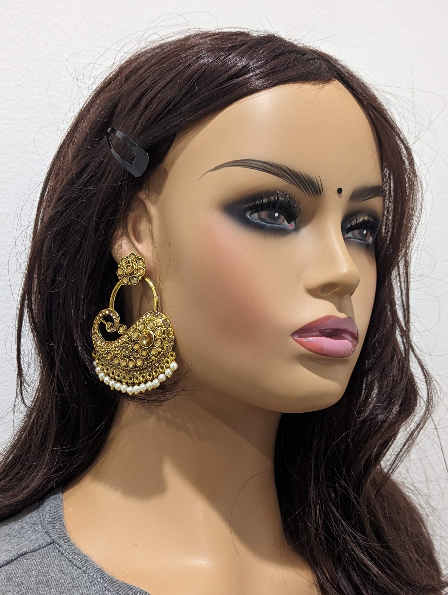 Antique Gold XL Chandbali Earrings