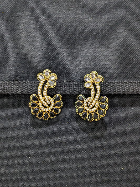 Gold plated Designer Black Earrings
