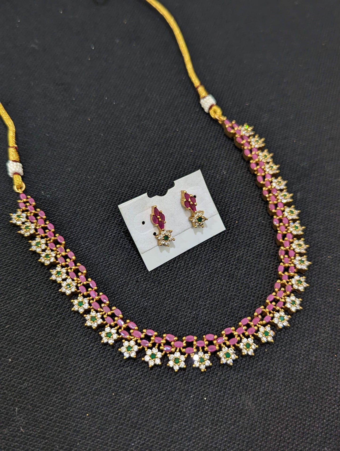 Elegant Flower Choker Necklace and Earrings set