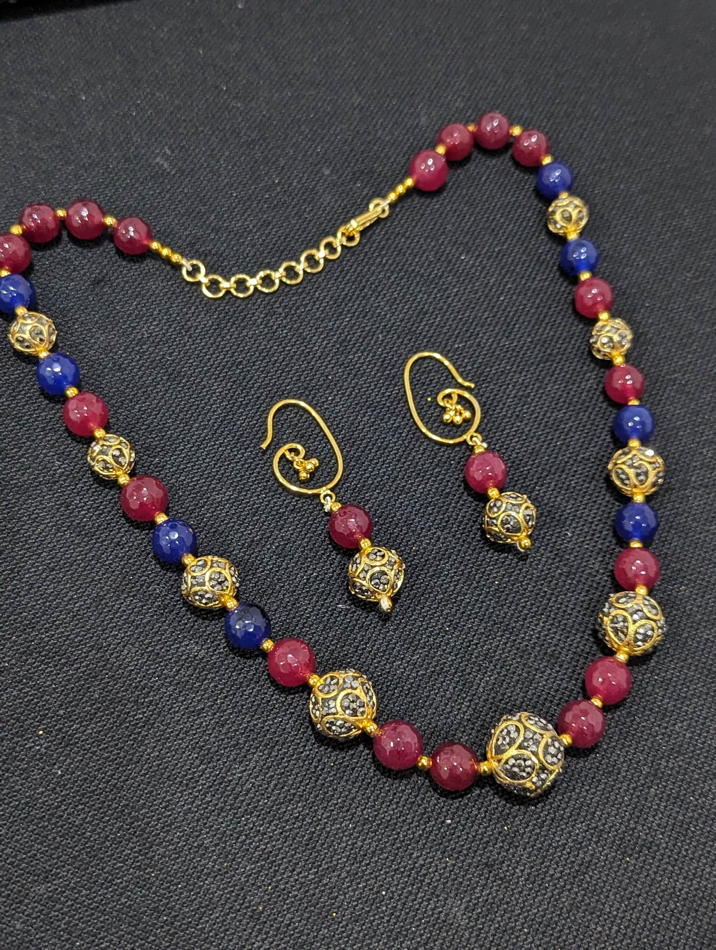 Color Ball bead necklace and earrings set