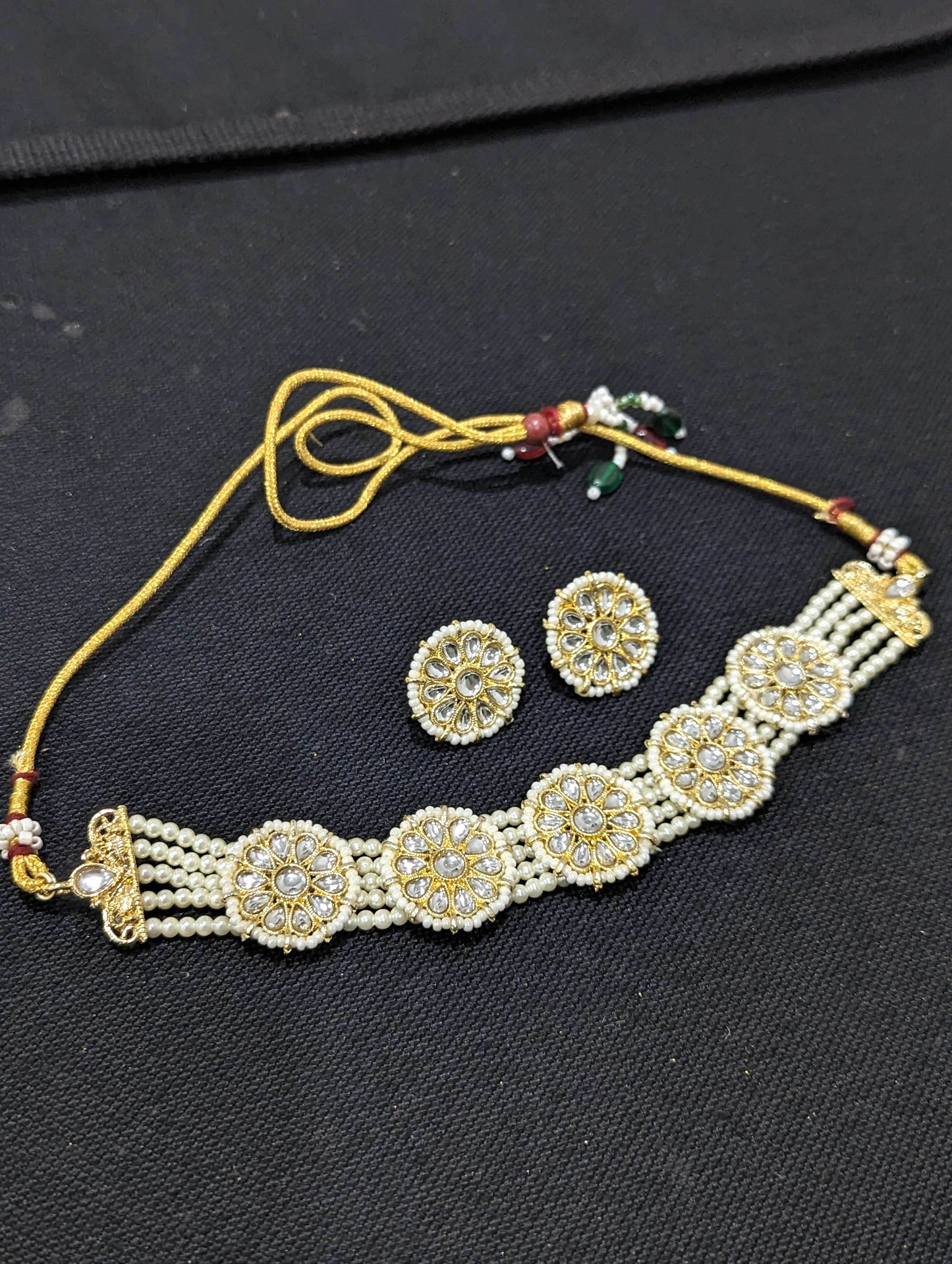 Flower Kundan Choker Necklace and Earrings set