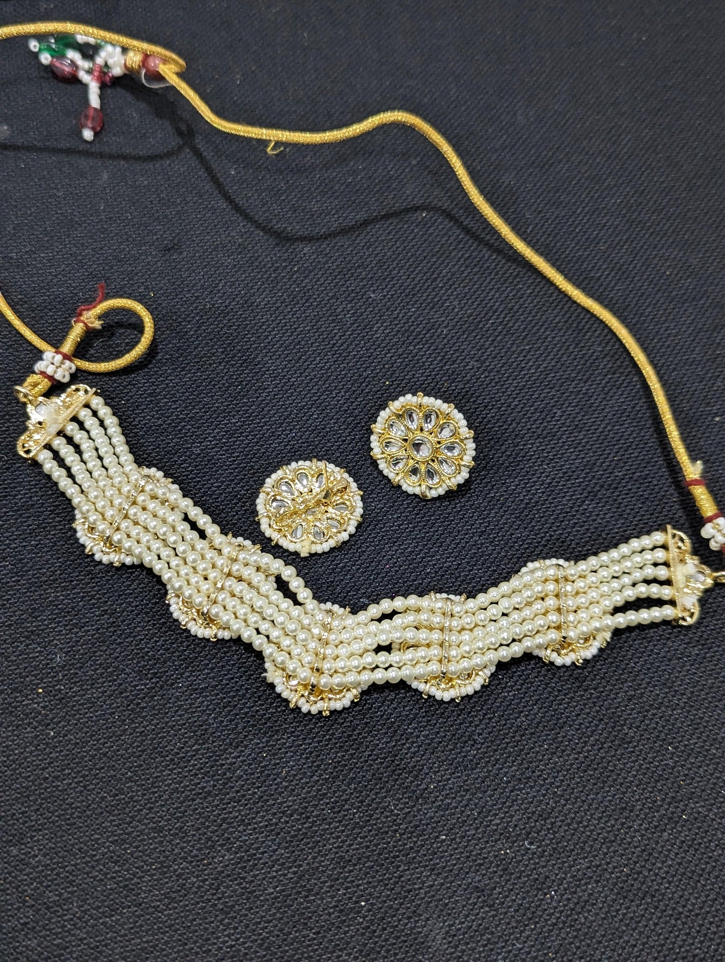 Flower Kundan Choker Necklace and Earrings set