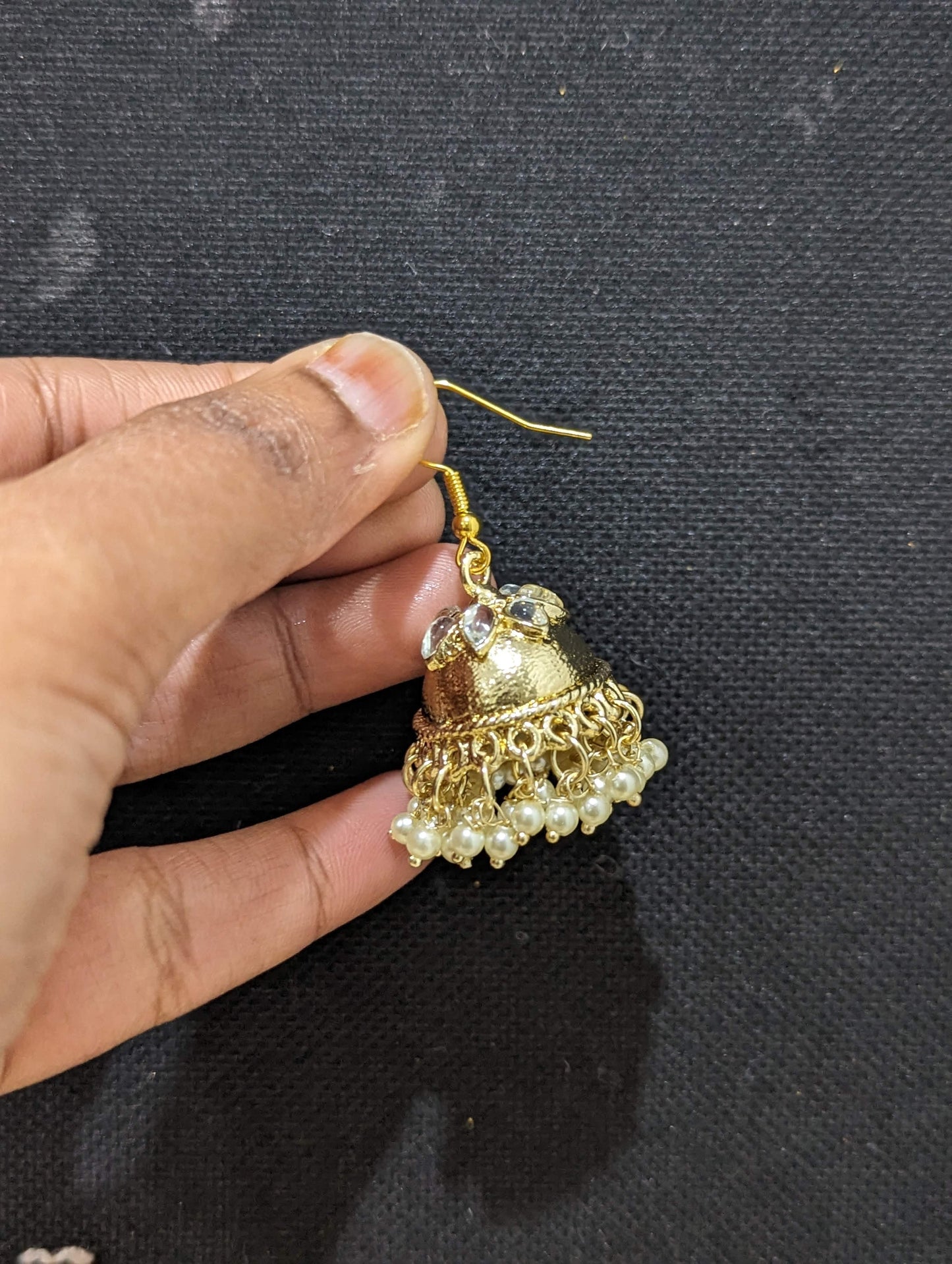 Pearl cluster Kundan hook drop Earrings