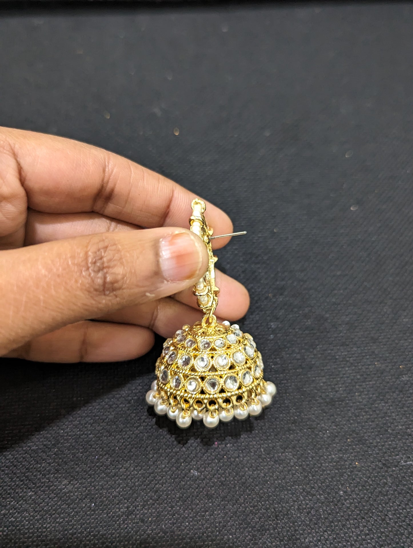 Triple Pearl stranded Kundan Haram Necklace and Earrings set