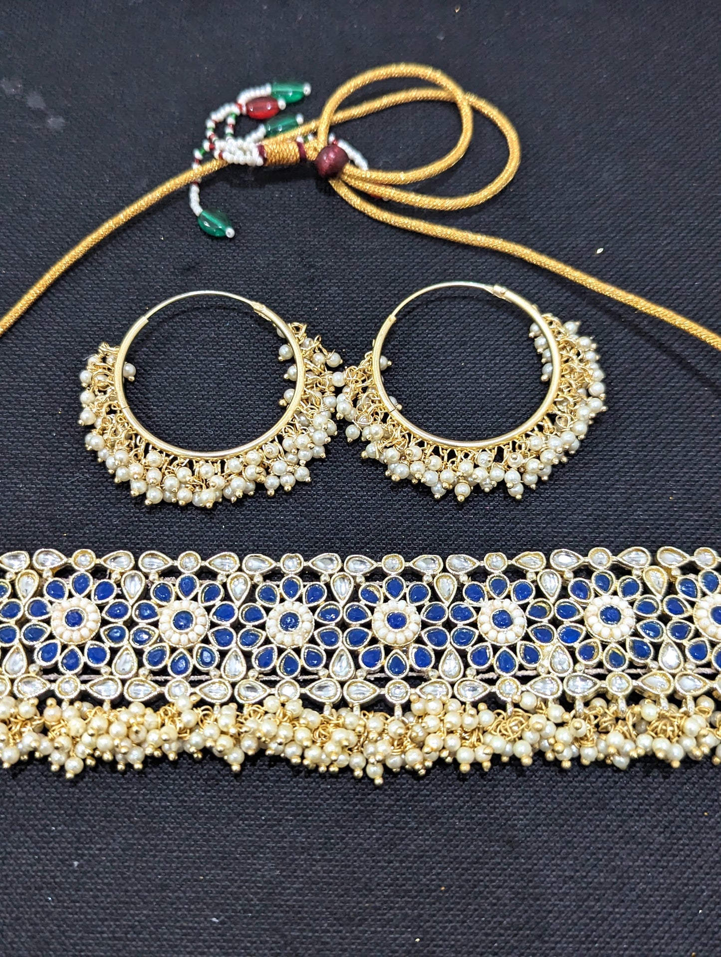 Pearl cluster Polki Kundan Choker Necklace and Earrings set