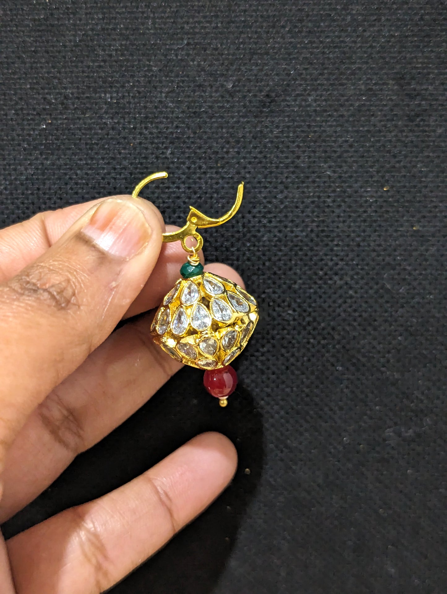 Small hoop Ball CZ Earrings
