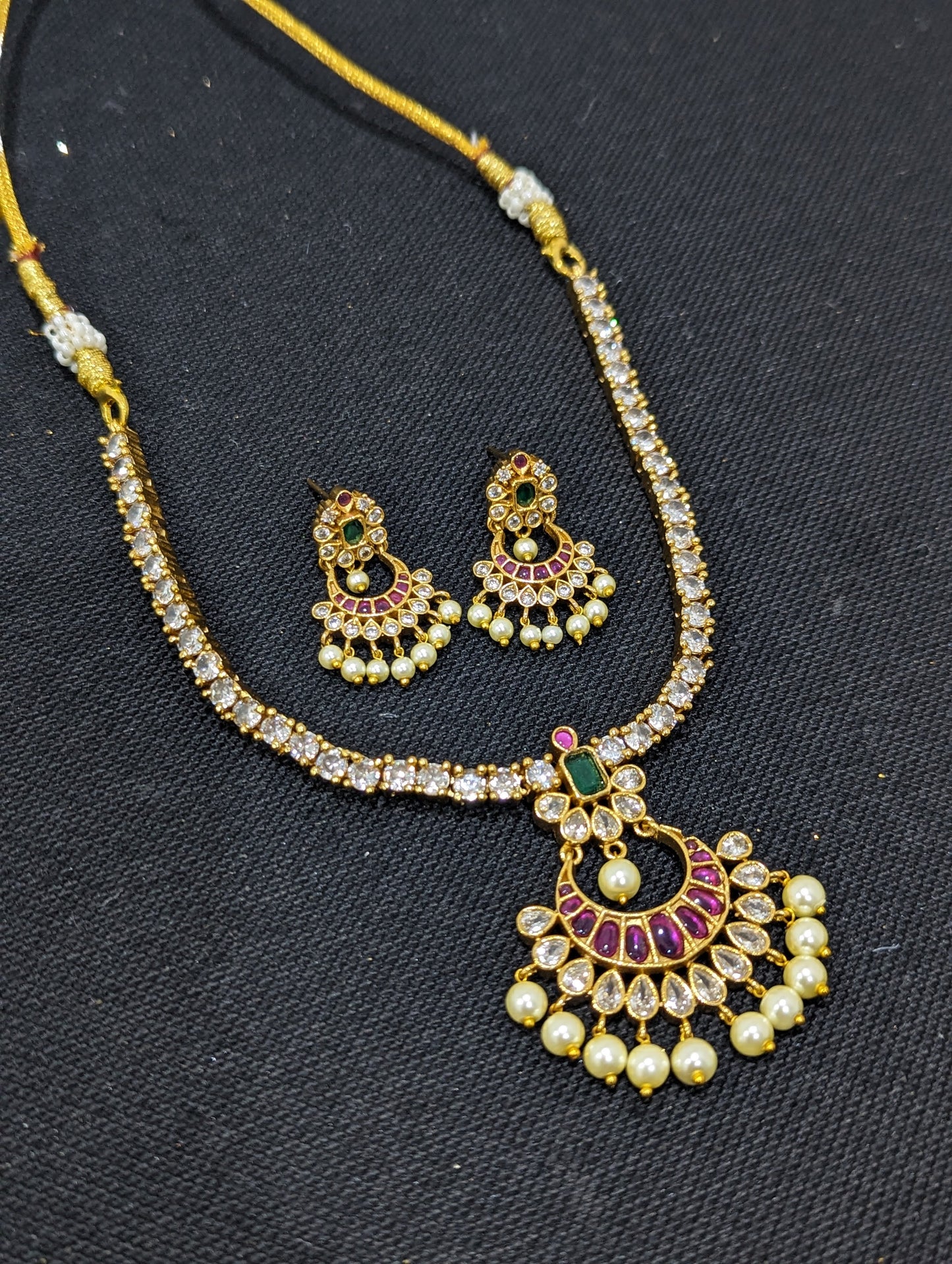 Adigai style Choker Necklace and Earrings set