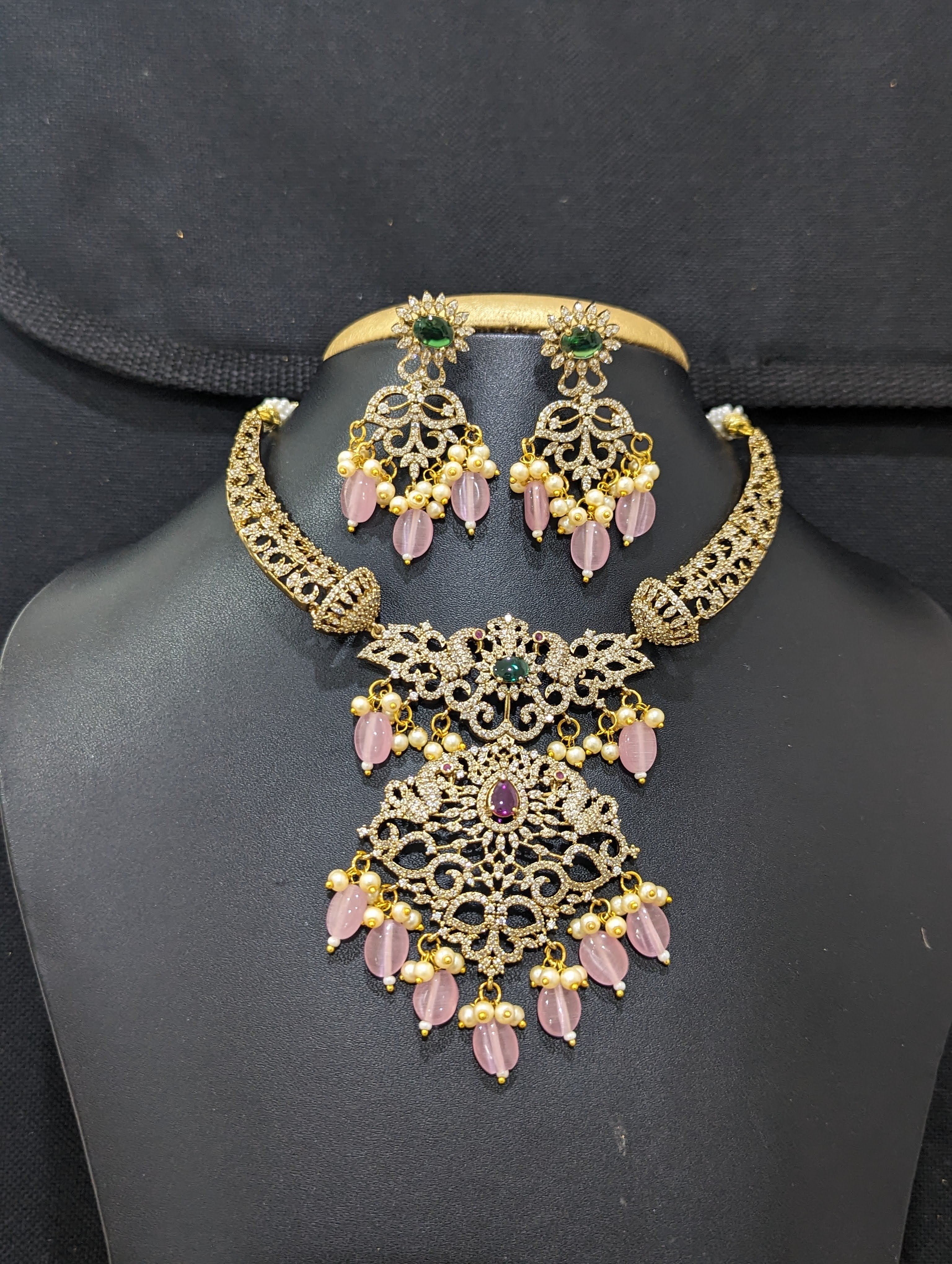 Ram-Leela Bridal pink jewellery set