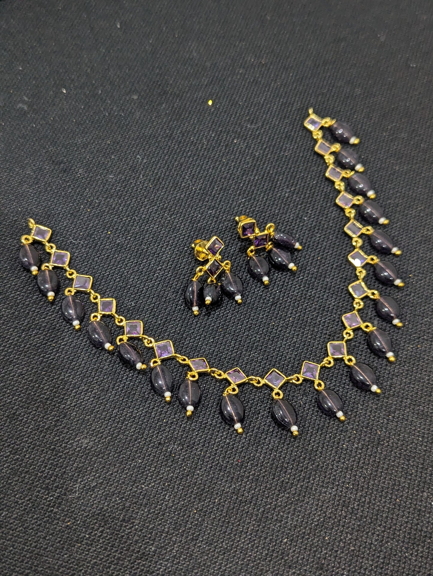 Bead dangle Elegant Choker Necklace and Earrings set