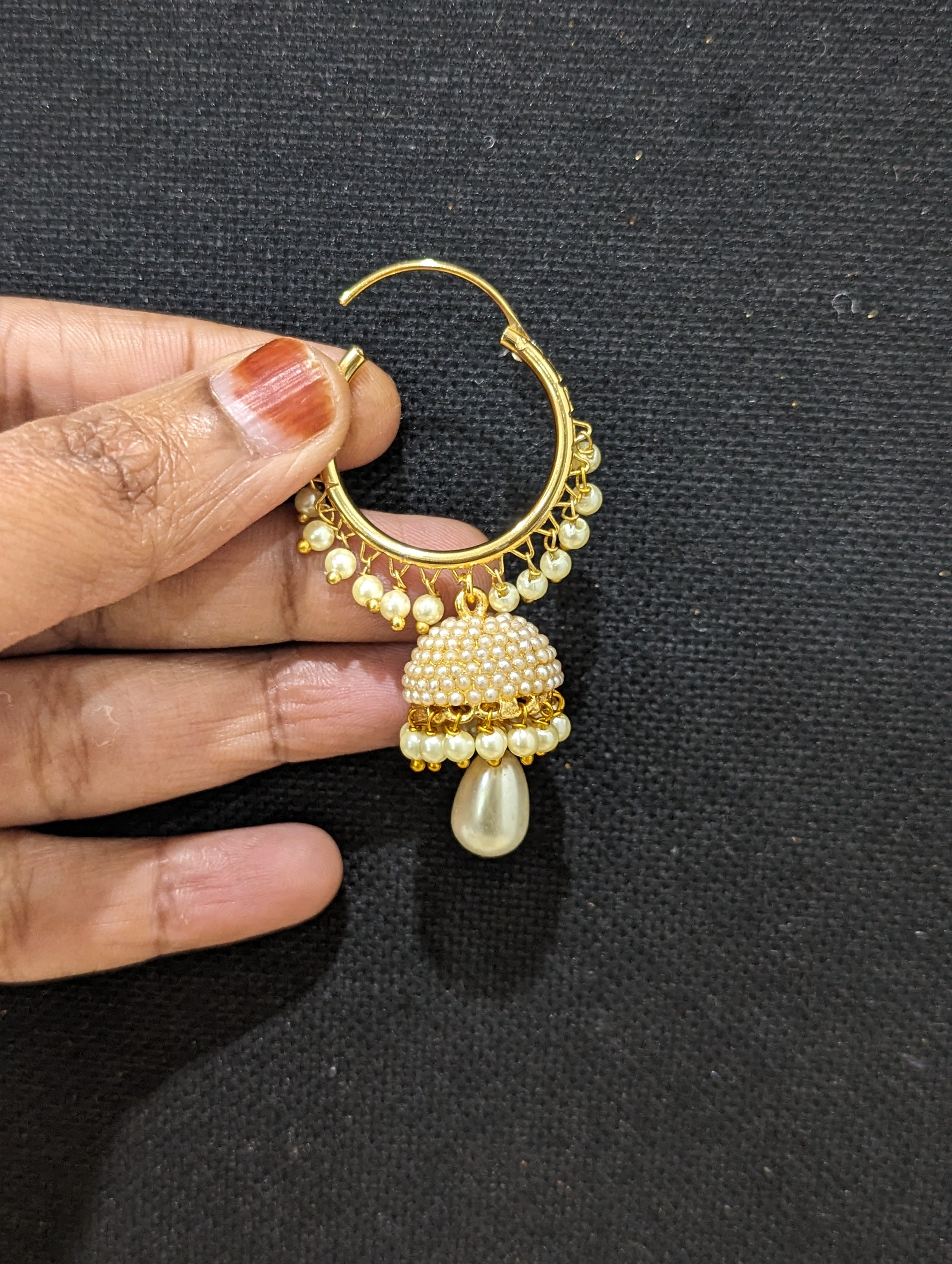 22K Gold Jhumka Drop Hoop Earrings | Raj Jewels