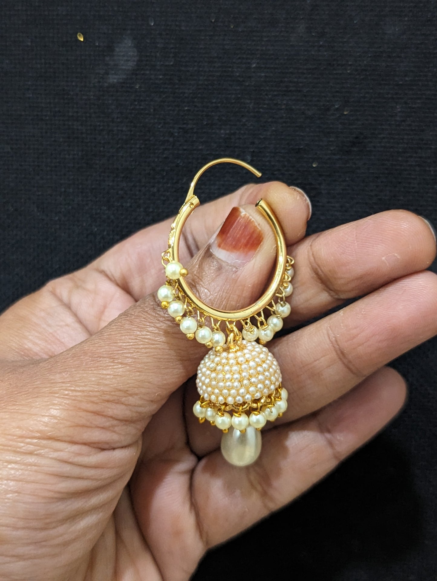 Pearl Hoop Jhumka Earrings