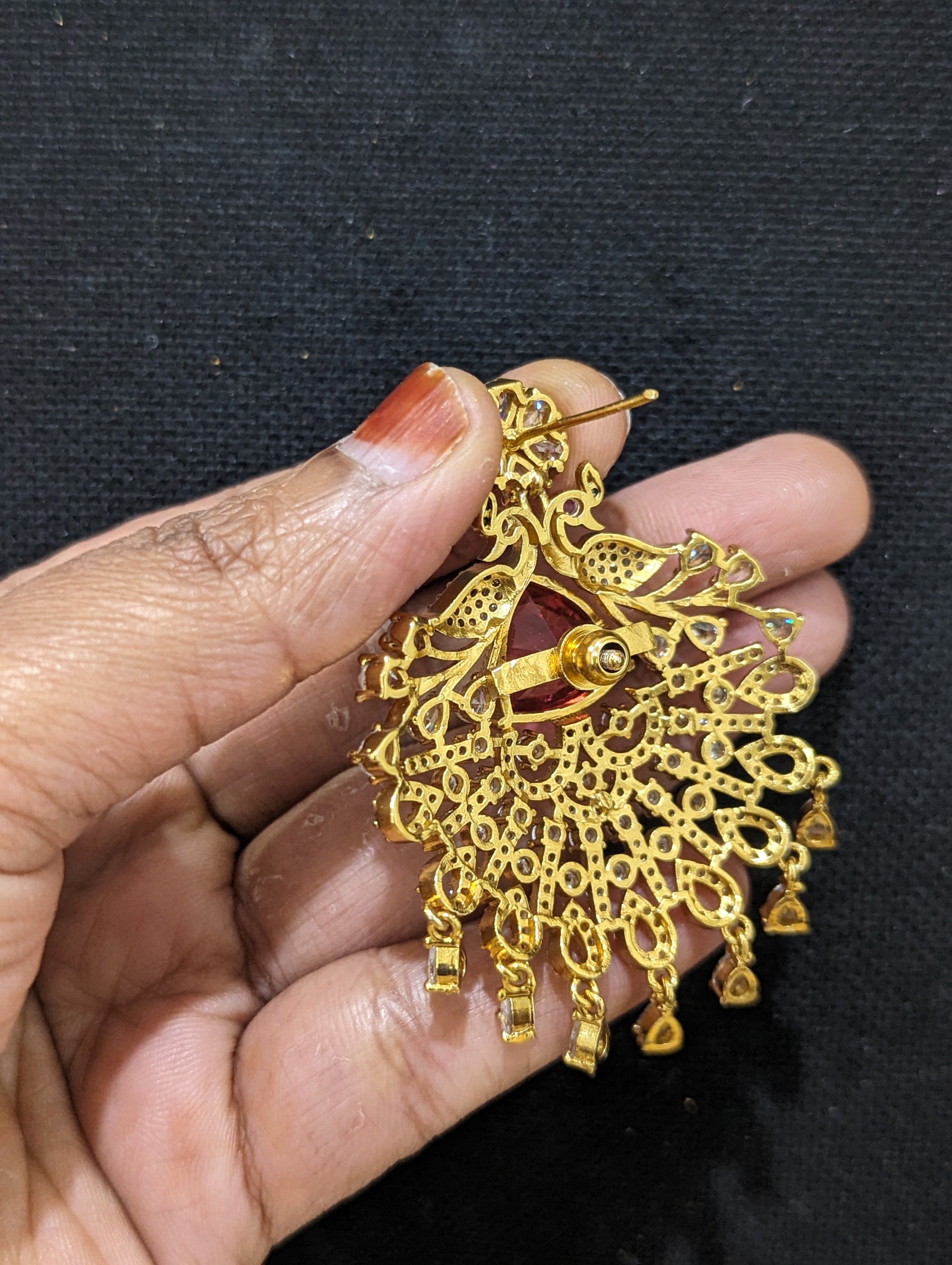 India Gold Kempu Stud Earrings/pota Stone Stud Earrings/halfmoon Earrings/ gold Plated CZ Stud Earring/south Indian Earrings/wedding Earrings - Etsy  Norway