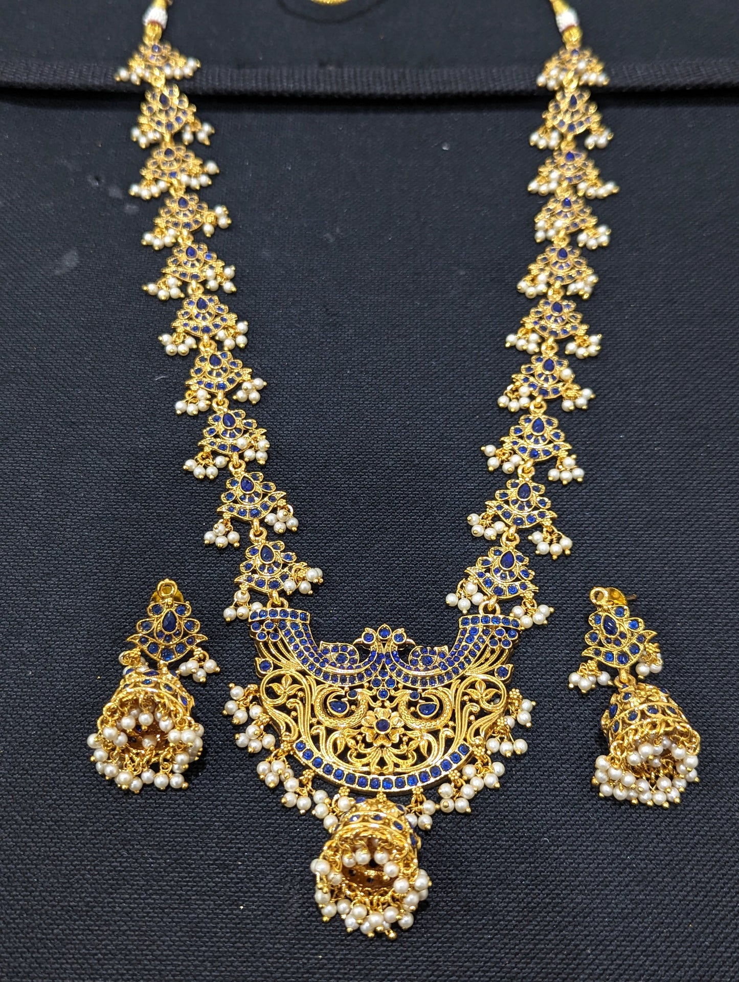 Guttapusalu polki Haram Necklace and Earrings set