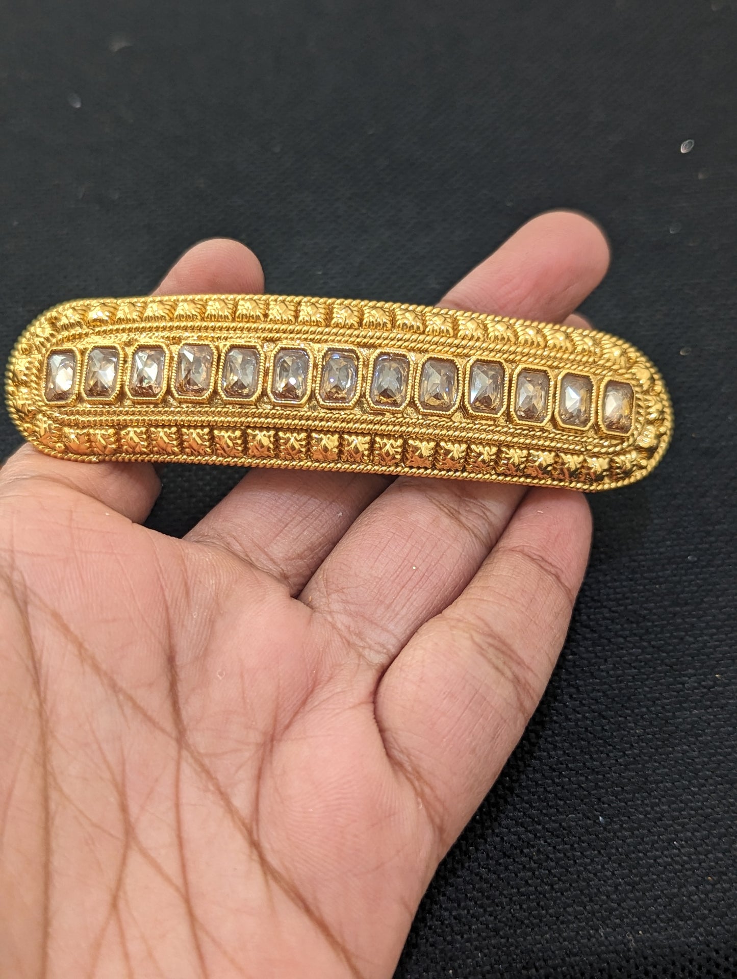 Polki stone gold plated hair clip - Design 2