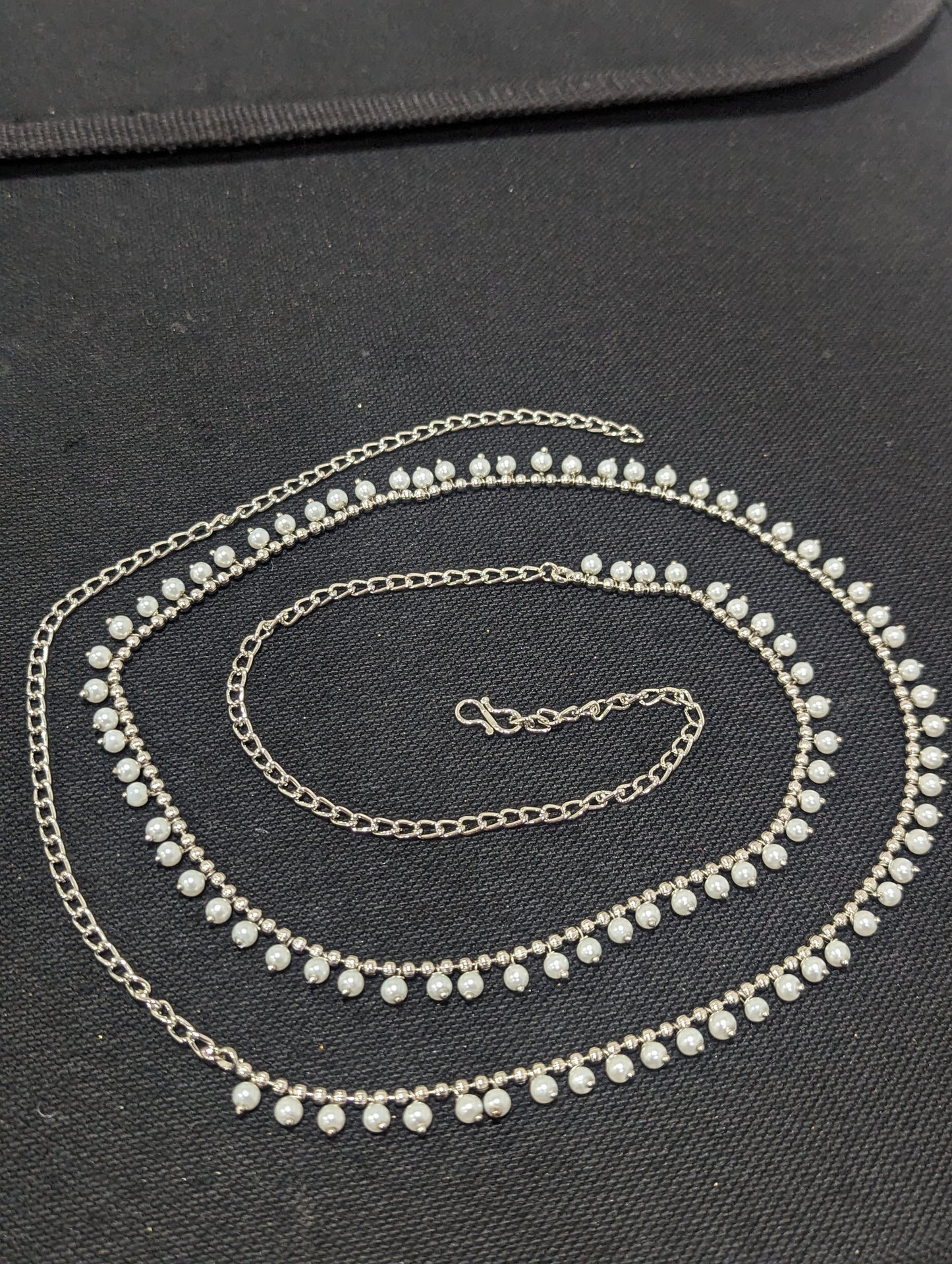 Pearl bead Silver plated Hip Chain / Waist Belt / Belly Chain - D1