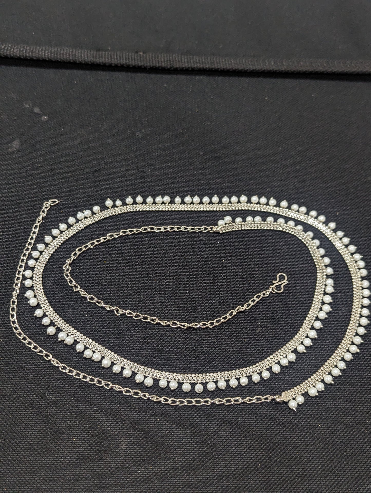 Pearl bead Silver plated Hip Chain / Waist Belt / Belly Chain - D2