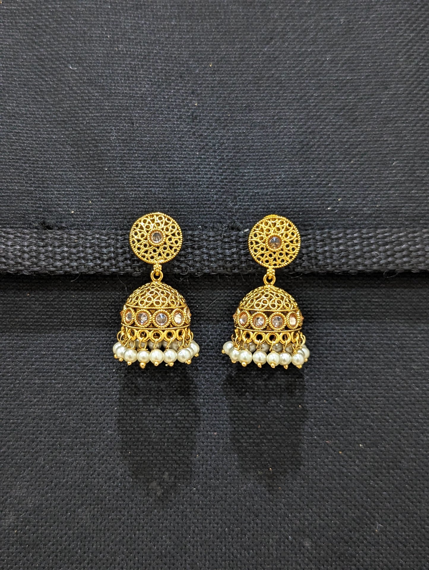 Gold plated Polki Small Jhumka Earrings