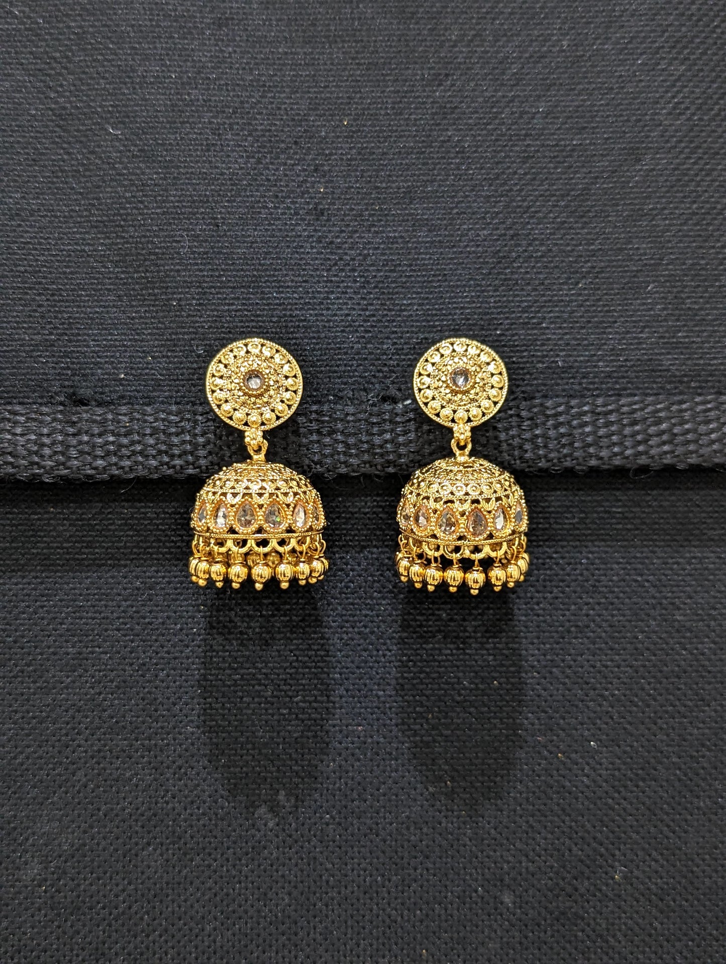 Gold plated Polki Medium Jhumka Earrings
