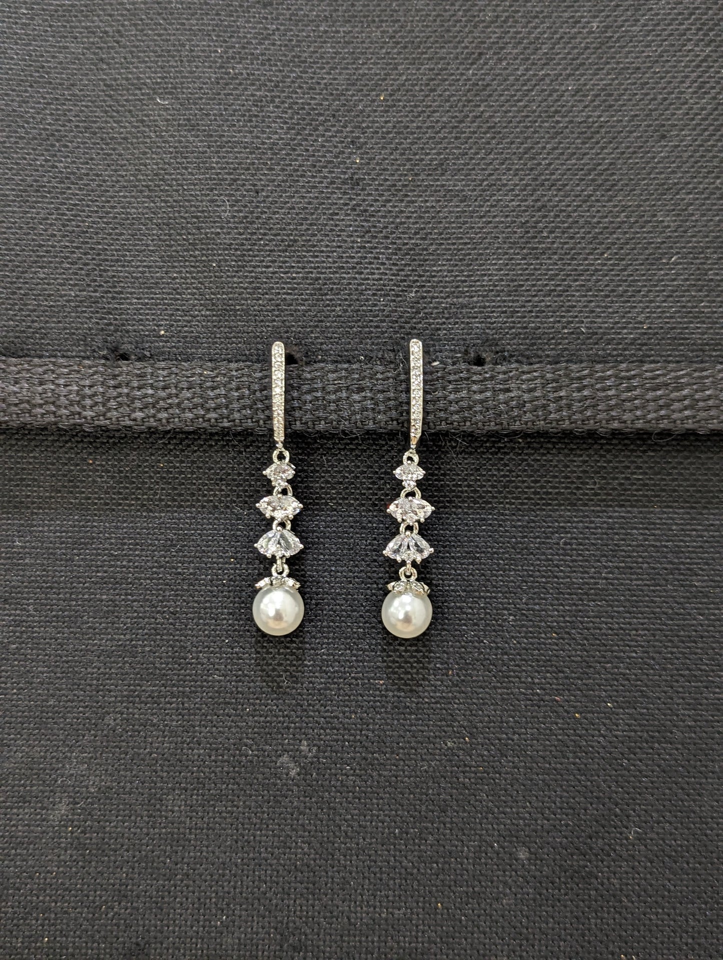 CZ Pearl Dangle Earrings