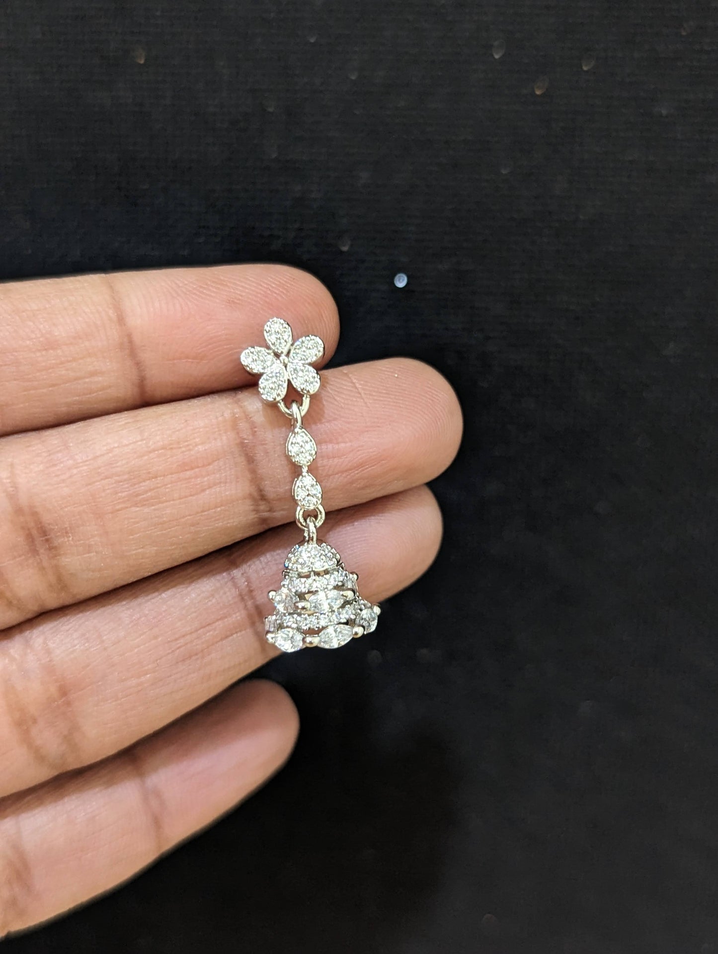 Small CZ Jhumka earrings - Design 12