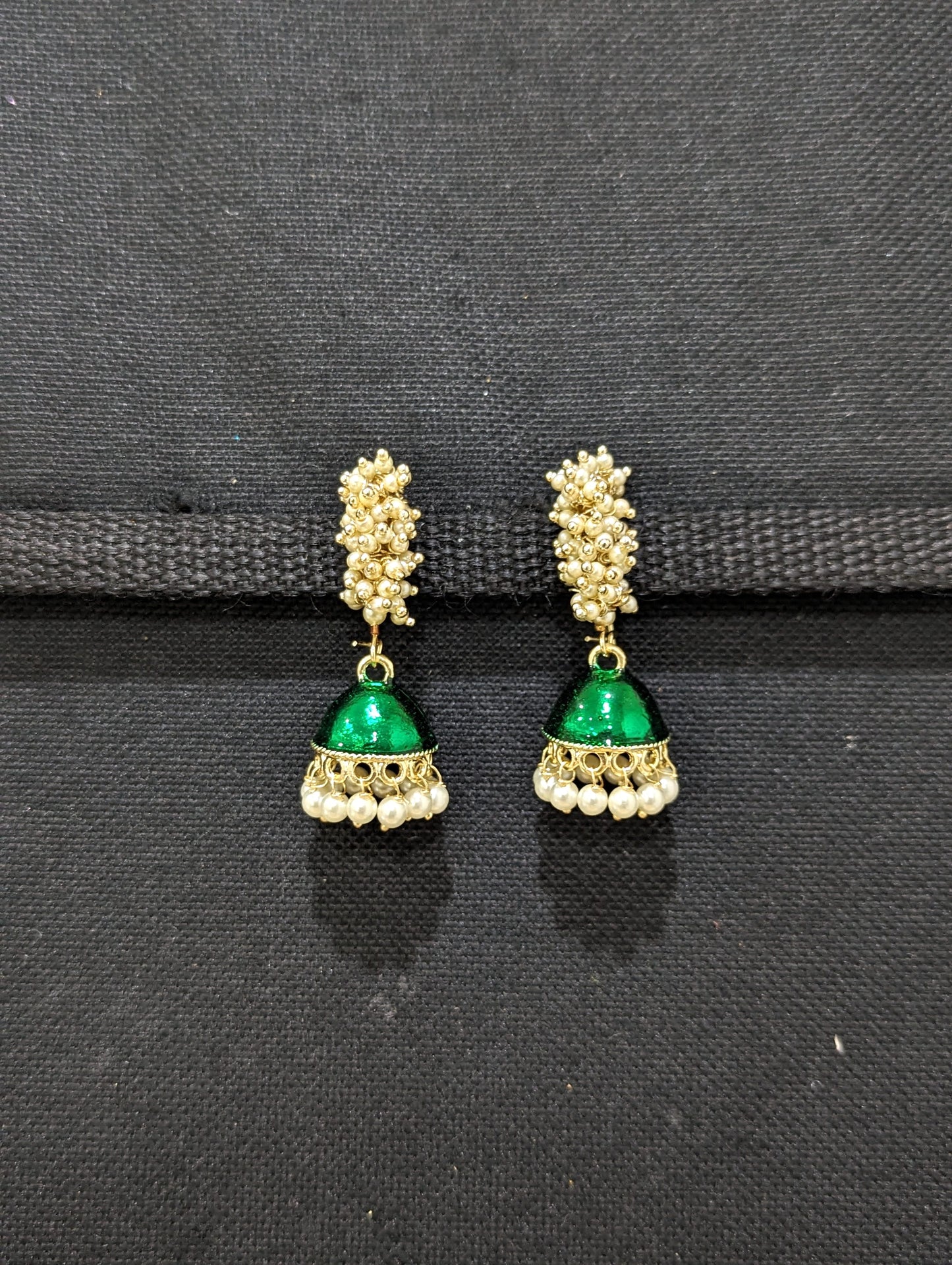 Pearl cluster Enamel Jhumka Earrings