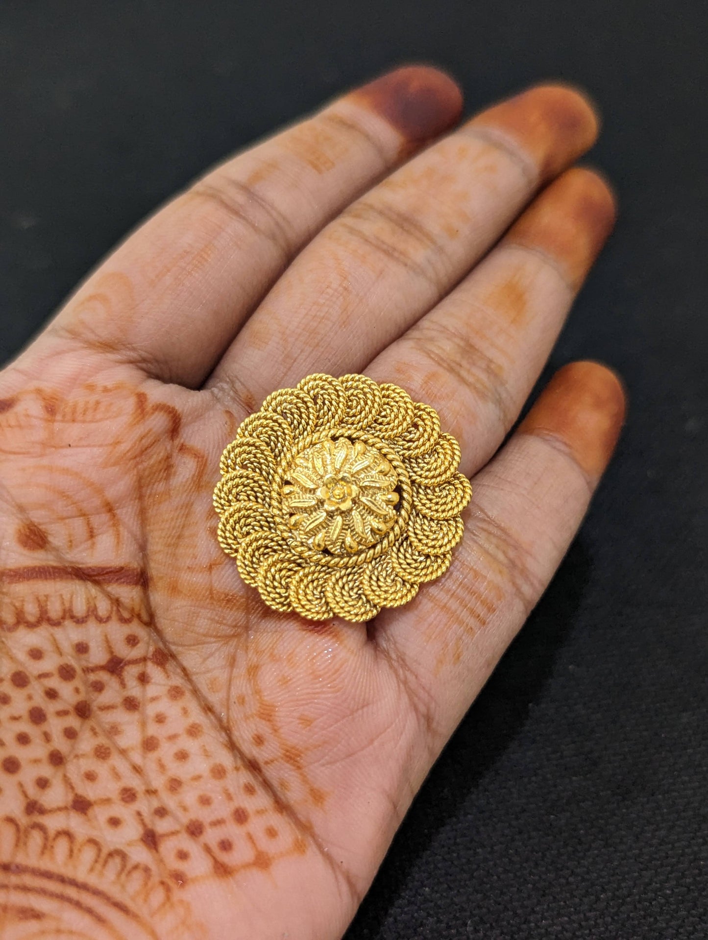 Chakri design Gold plated adjustable Finger rings - Medium size