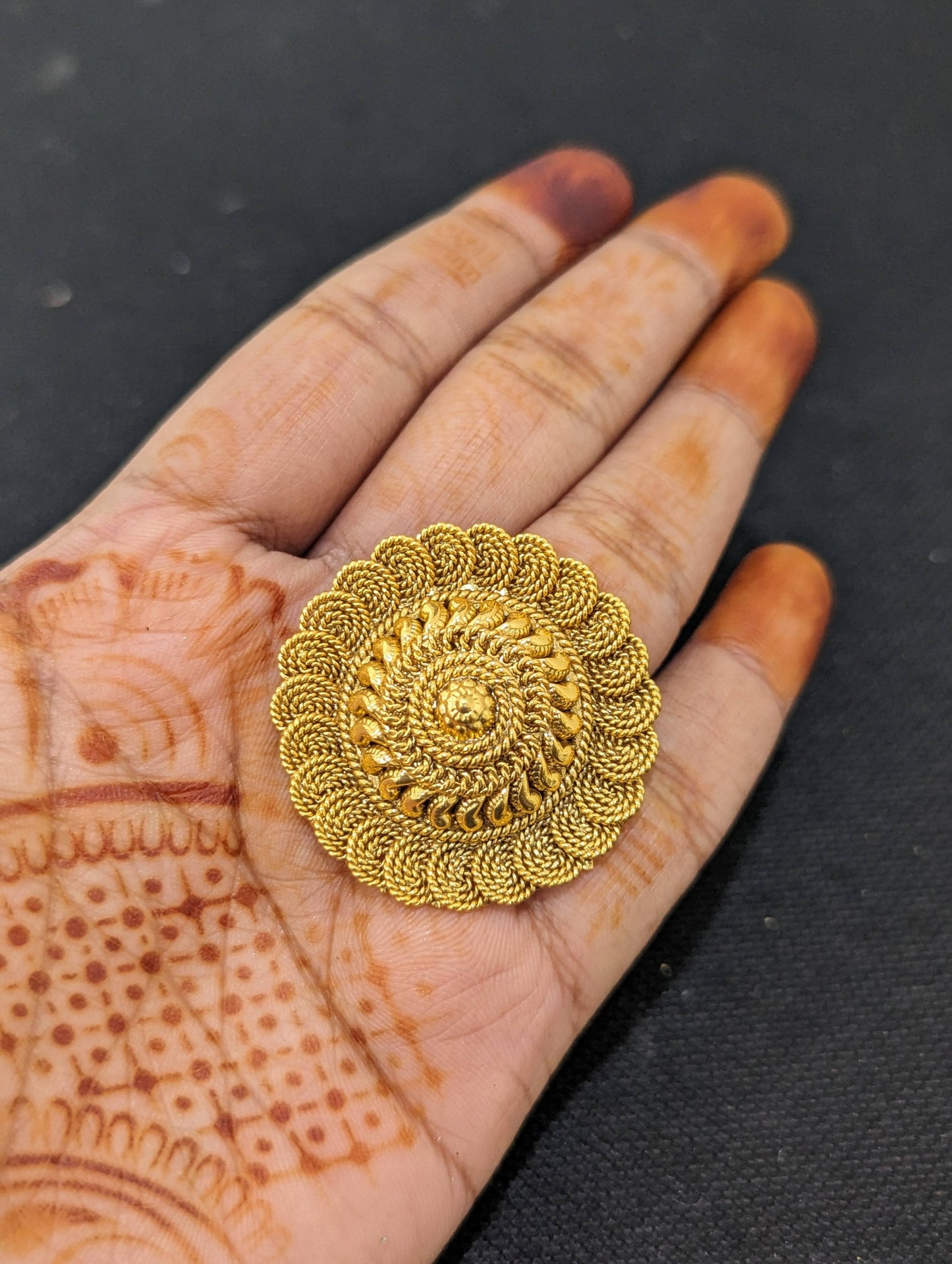 Chakri design Gold plated adjustable Finger rings - Large size