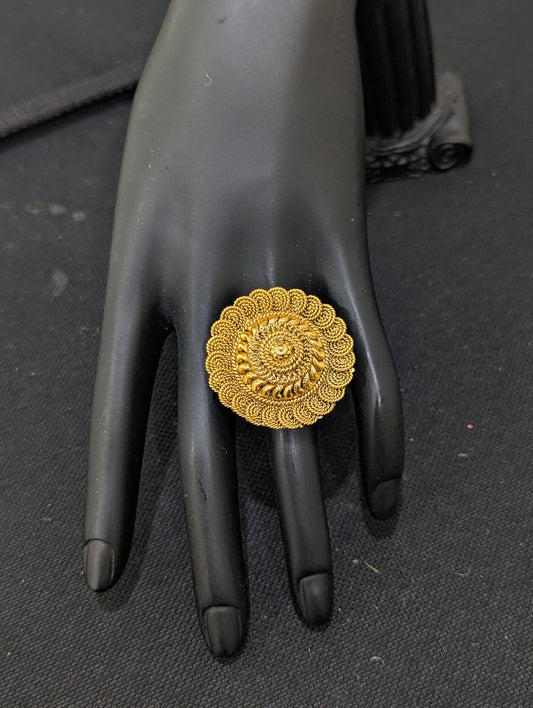 Chakri design Gold plated adjustable Finger rings - Large size