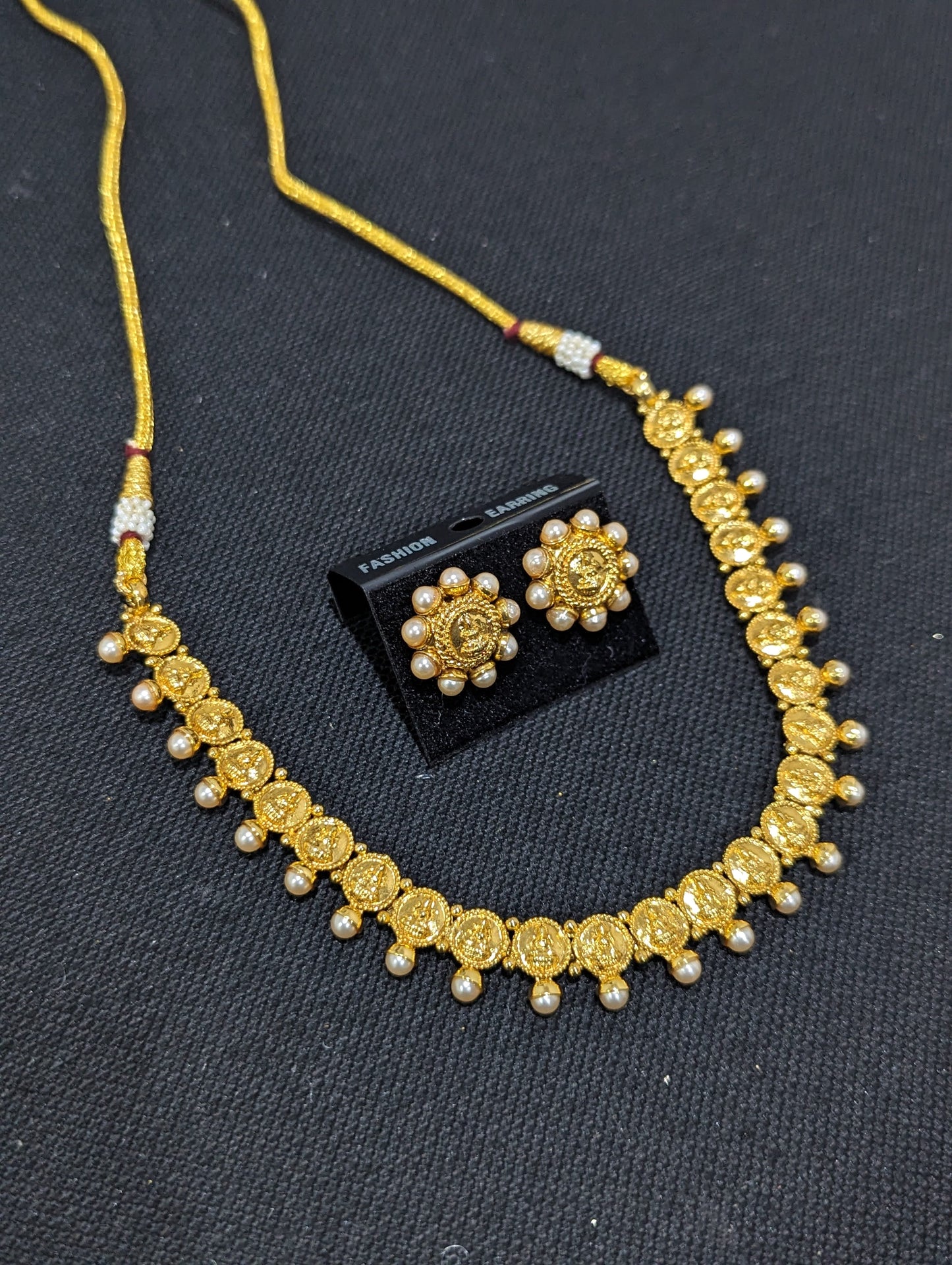 Goddess Lakshmi Choker necklace Stud Earrings set
