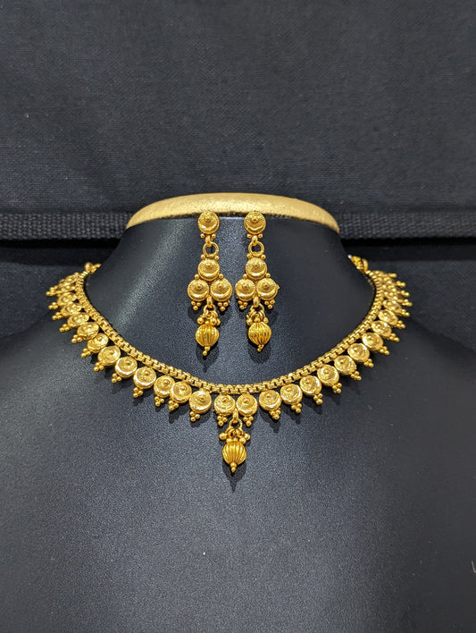 Circle Choker necklace Dangle Earrings set