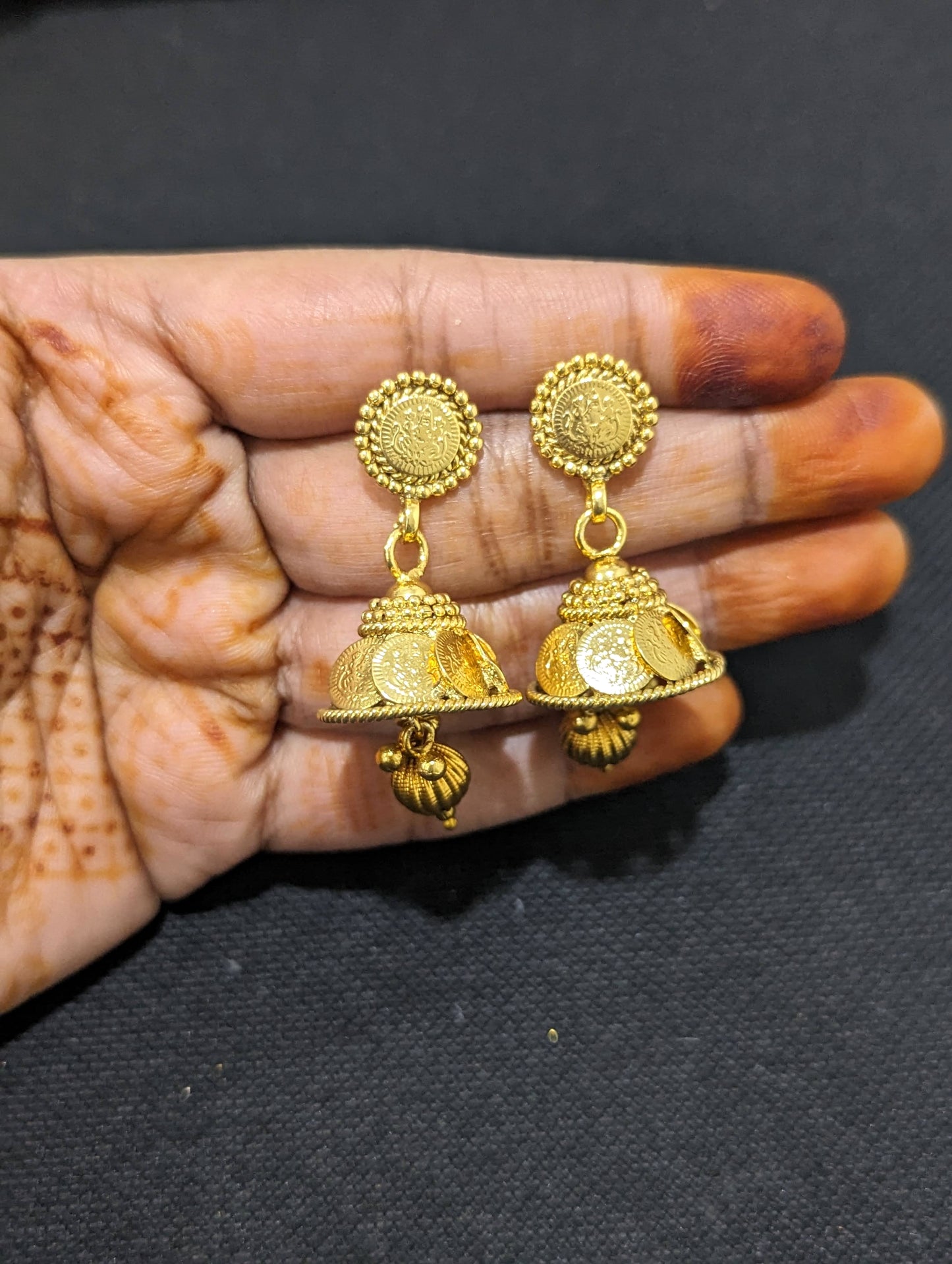 Goddess Lakshmi coin design Long Haar and Jhumka set