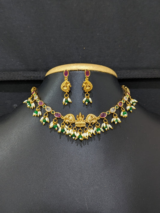Classic Goddess Lakshmi Choker Earrings Set