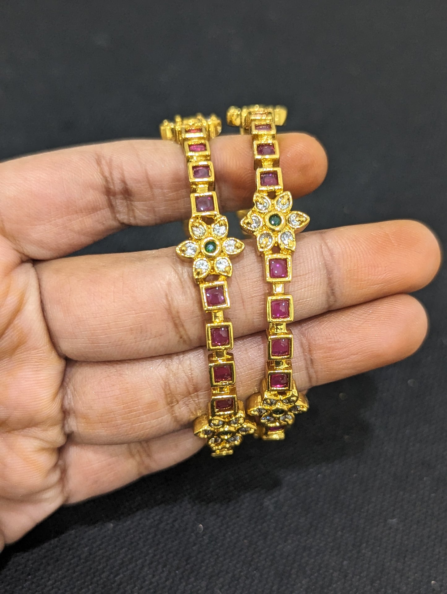 Antique gold plated Kemp CZ Traditional Bangles
