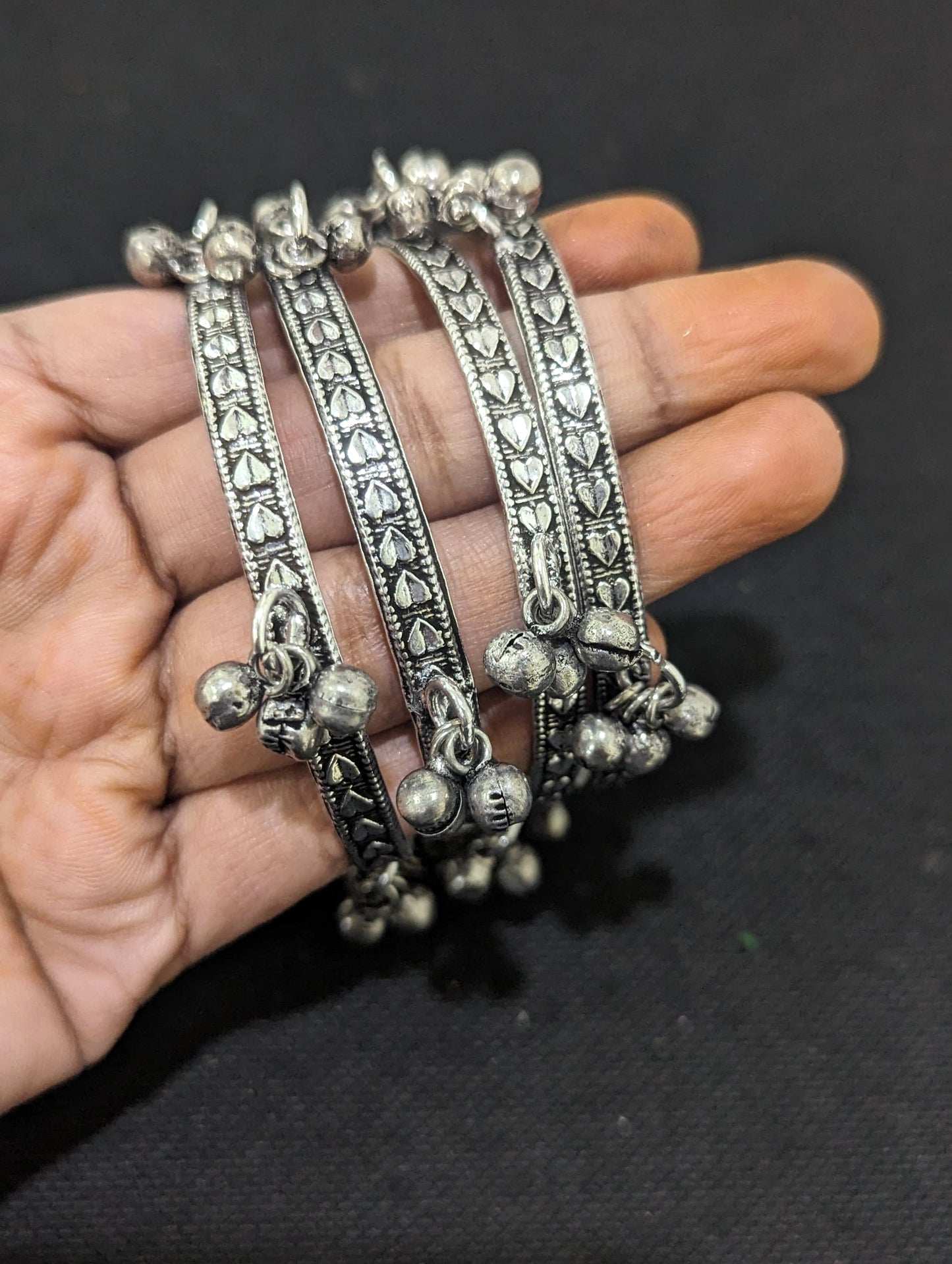 Oxidized Silver Ghunghru bead dangle Bangles