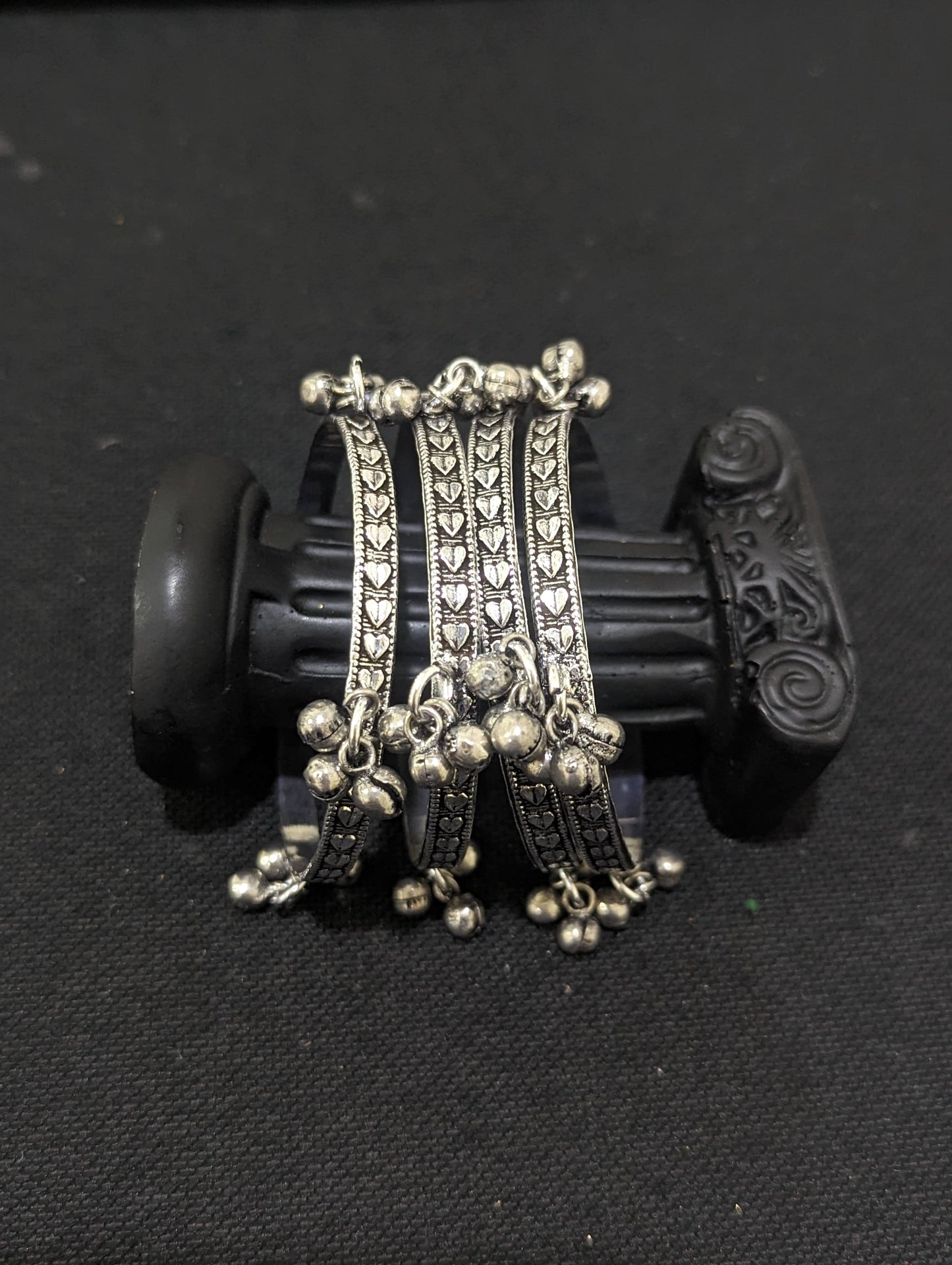 Oxidized Silver Ghunghru bead dangle Bangles