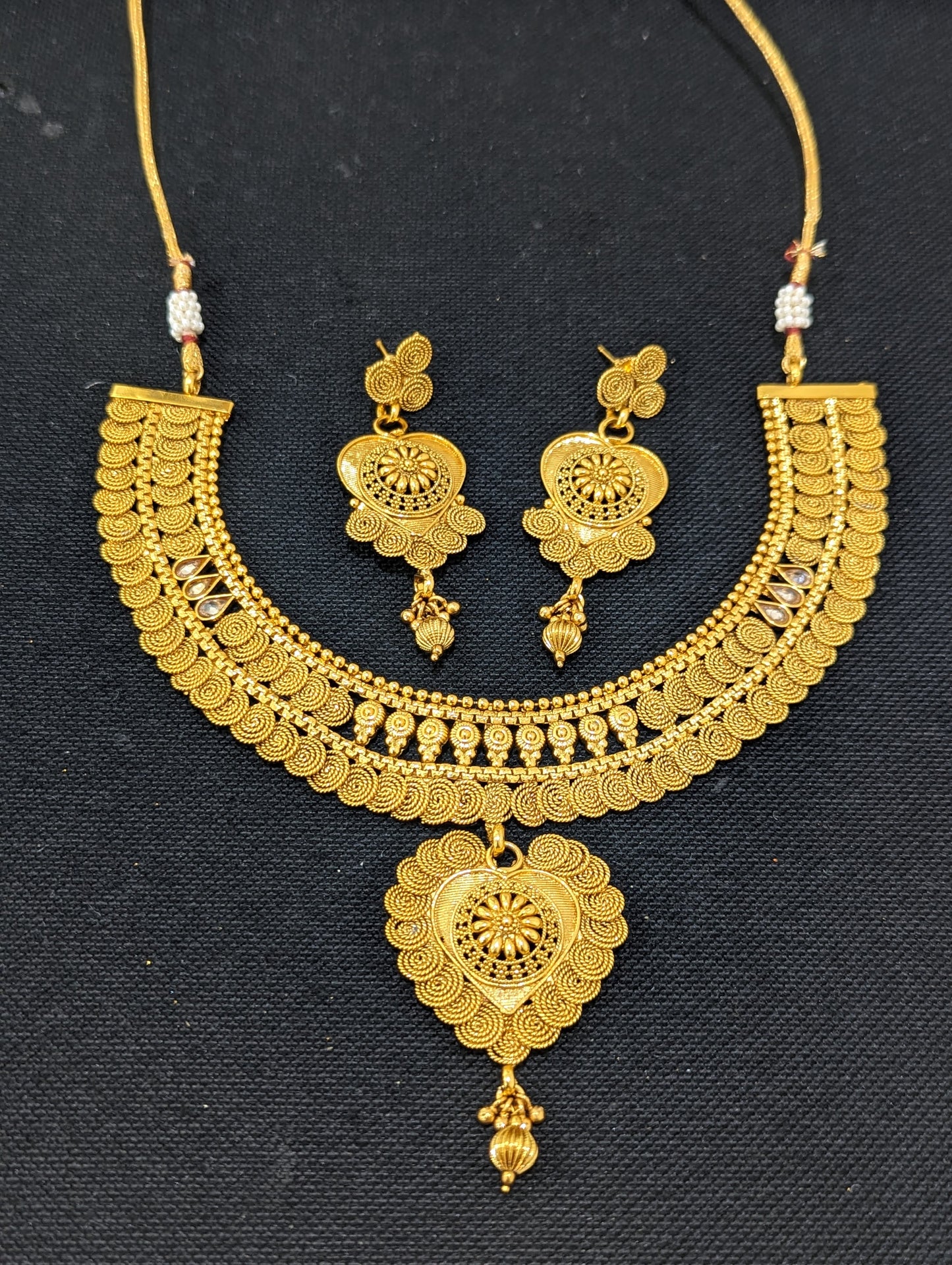 Real gold replica design Choker Necklace and Earrings set - Design 2
