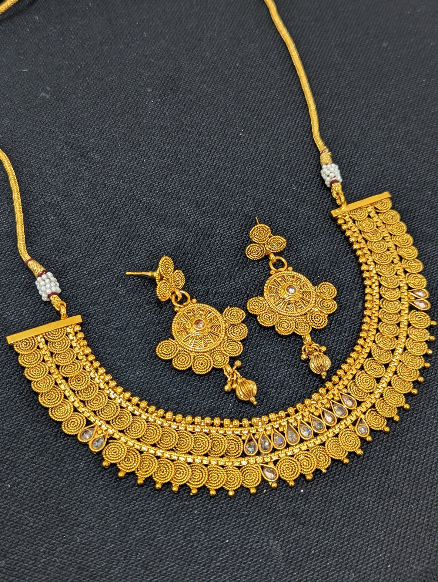 Real gold replica design Choker Necklace and Earrings set - Design 4