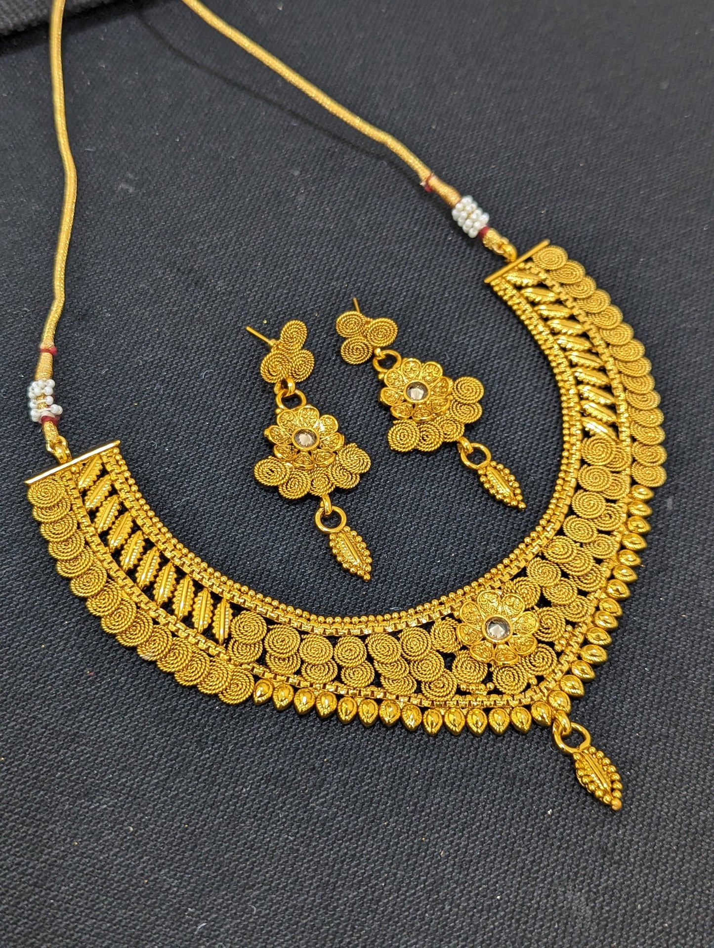Real gold replica design Choker Necklace and Earrings set - Design 3