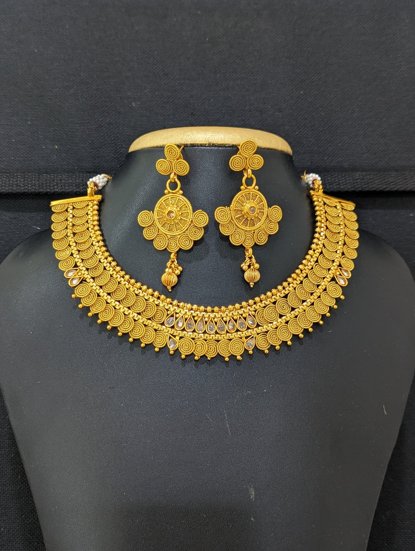 Real gold replica design Choker Necklace and Earrings set - Design 4